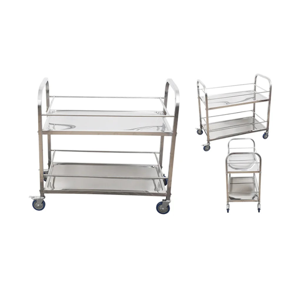 Stainless Steel Drink Wine Food Cart 2X 2 Tier 85x45x90cm Utility Trolley Medium