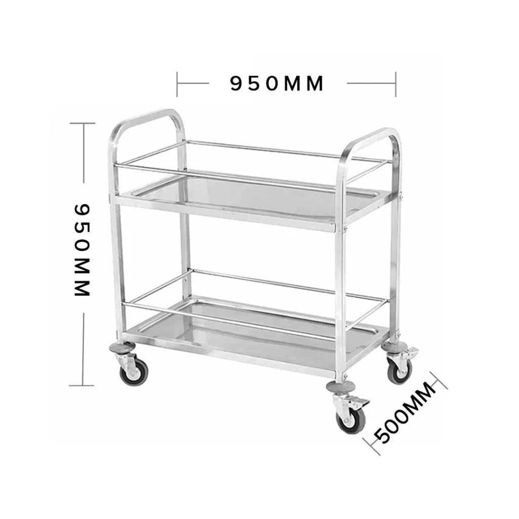Stainless Steel Drink Wine Food Cart 2X 2 Tier 85x45x90cm Utility Trolley Medium