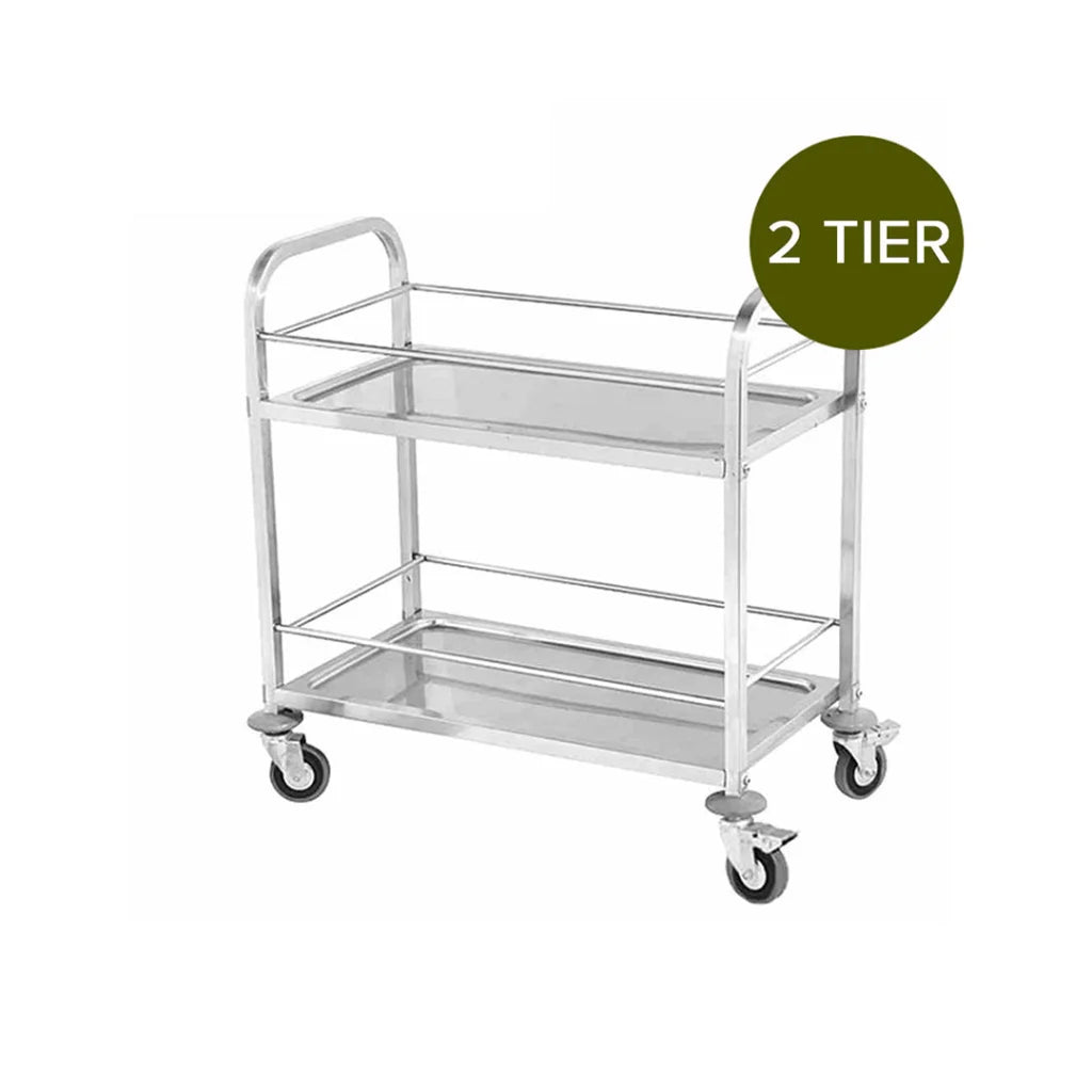 Stainless Steel Drink Wine Food Cart 2X 2 Tier 85x45x90cm Utility Trolley Medium