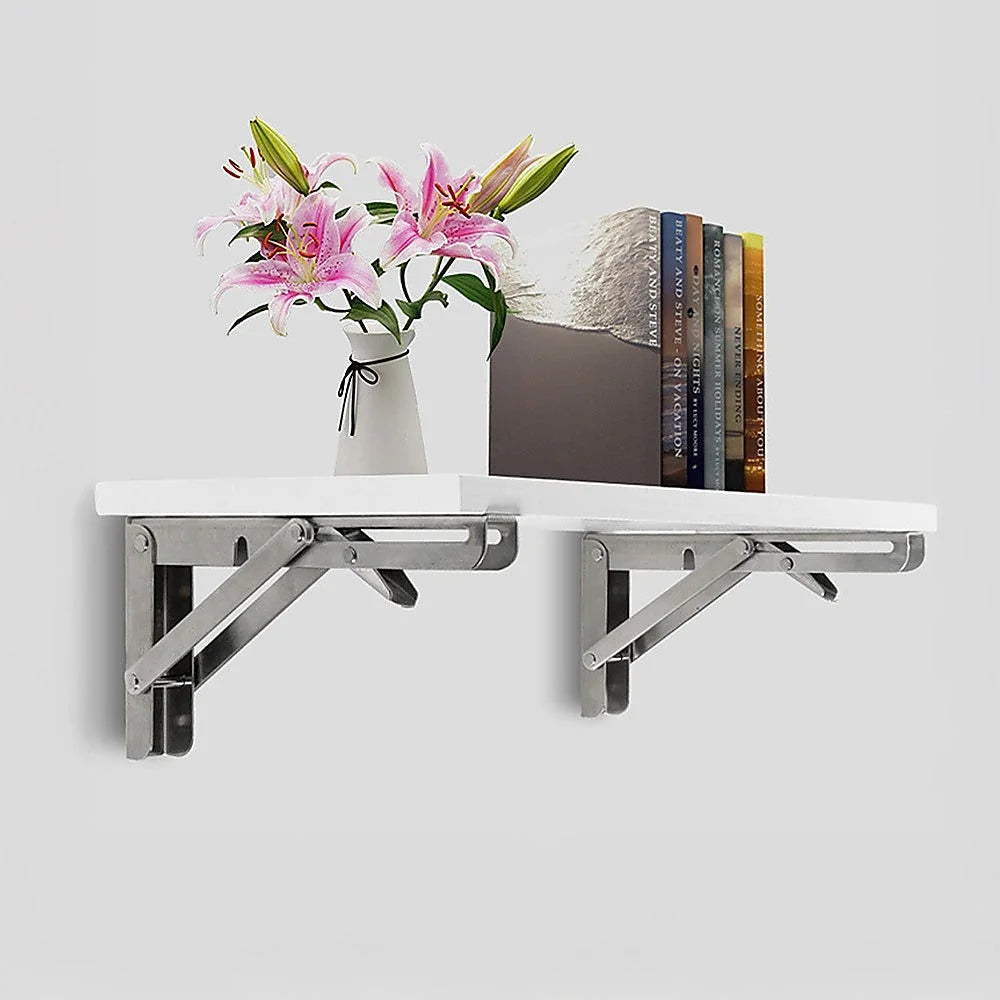 Table with folding bracket shelf bench