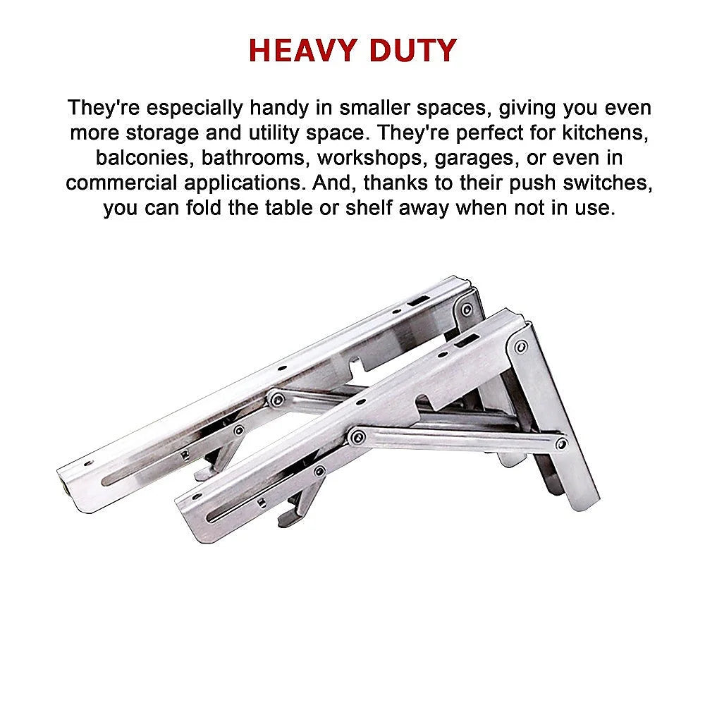 Steel 50kg folding shelf bracket with foldable wall brackets and steel finish