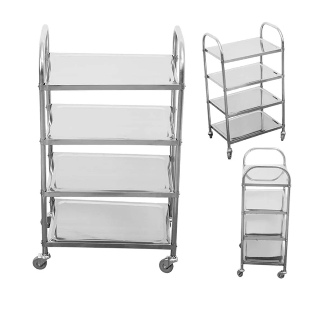 Stainless Steel Food Cart Trolley 4 Tier Kitchen Dining Utility 950x500x1220 - Premium