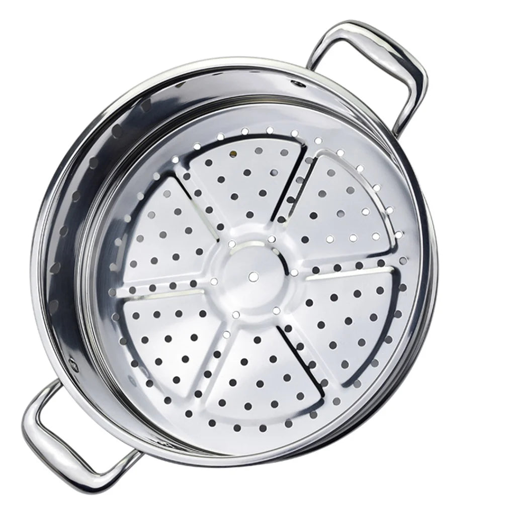 Stainless Steel Food Steamer 2X 3 Tier 26cm Heavy Duty Vegetable Pot Stackable Pan Insert with Glass Lid