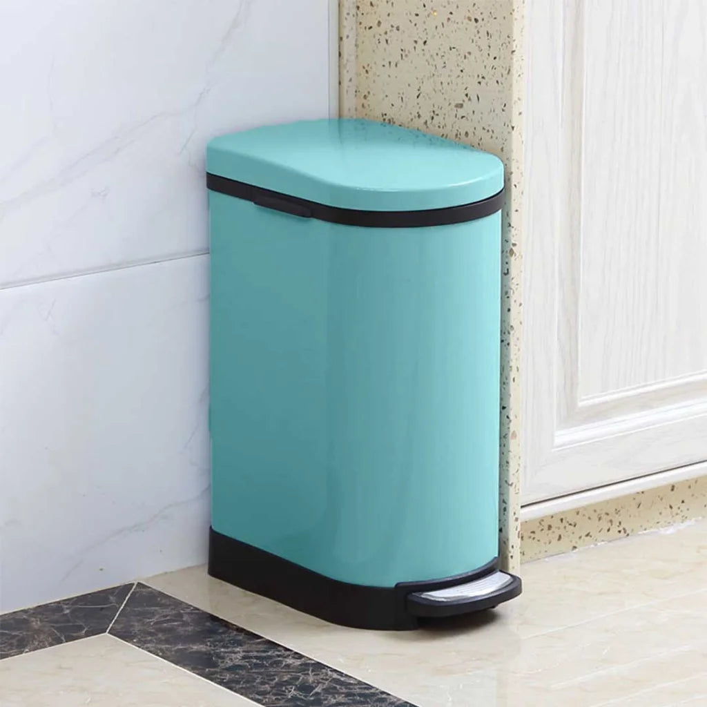Stainless Steel Foot Pedal Rubbish Recycling Bin 2X 10L - Blue - Premium