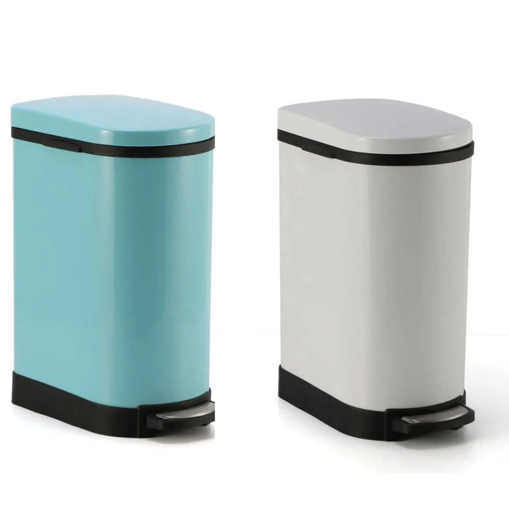 Stainless Steel Foot Pedal Rubbish Recycling Bin 2X 10L - Blue - Premium