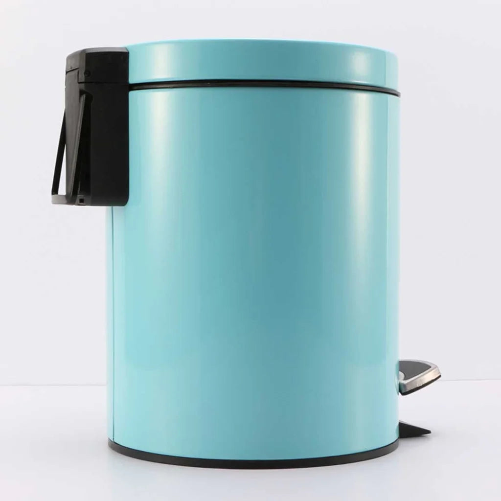 Stainless Steel Foot Pedal Rubbish Recycling Bin Round 2X 7L - Blue - Premium