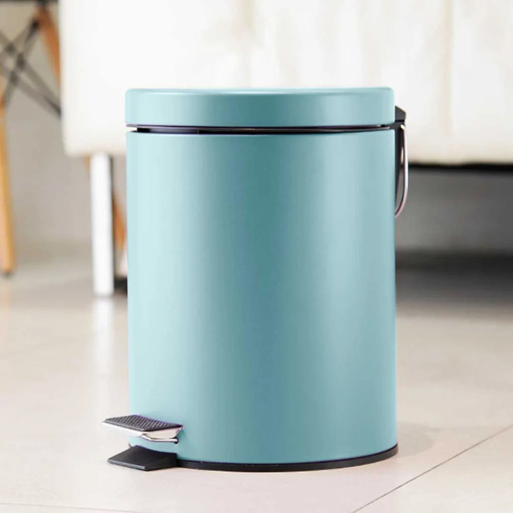 Stainless Steel Foot Pedal Rubbish Recycling Bin Round 2X 7L - Blue - Premium