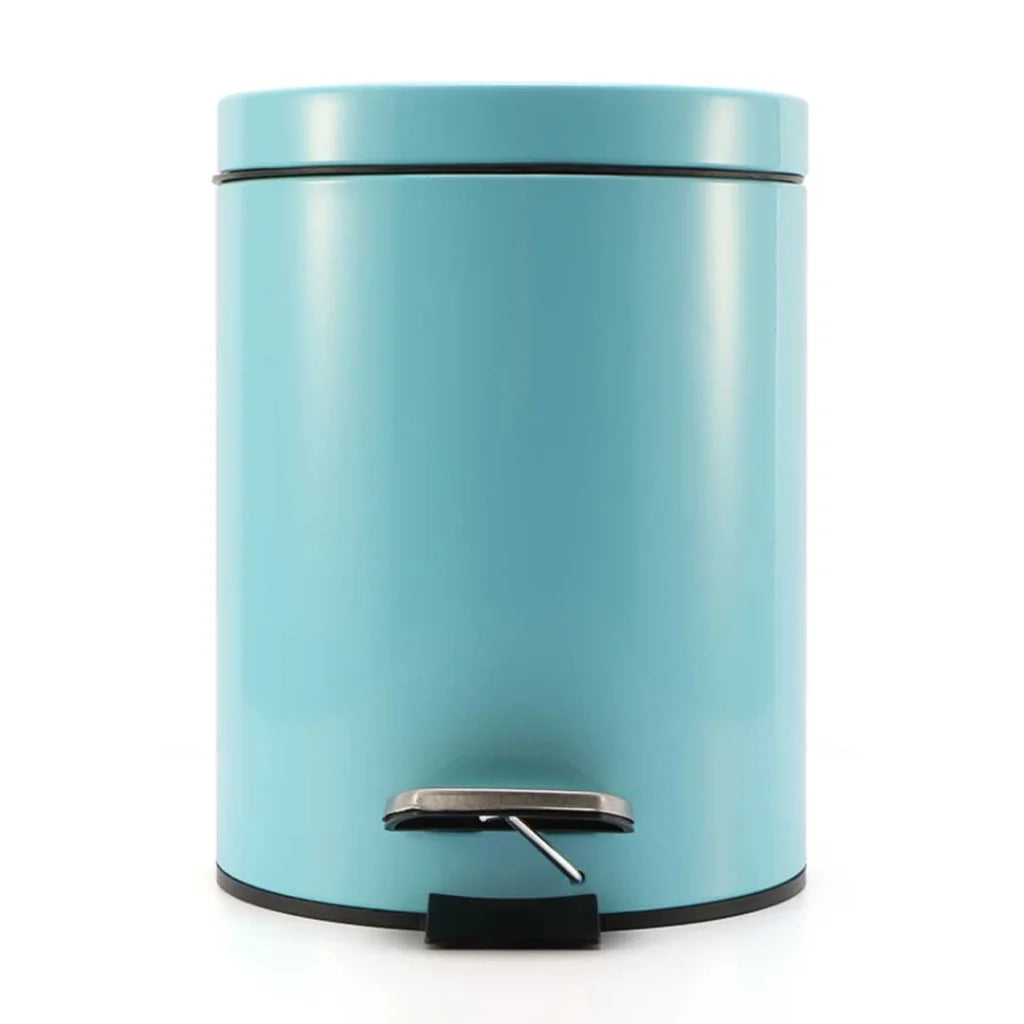Stainless Steel Foot Pedal Rubbish Recycling Bin Round 2X 7L - Blue - Premium