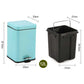 Stainless Steel Foot Pedal Rubbish Recycling Bin Square 2X 12L - Blue - Premium