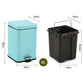 Stainless Steel Foot Pedal Rubbish Recycling Bin Square 2X 6L - Blue - Premium