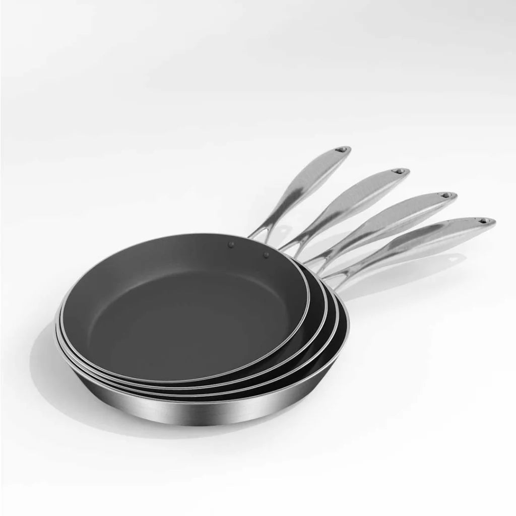 Stainless Steel Fry Pan 20cm & 28cm Induction Non-Stick Interior - Premium