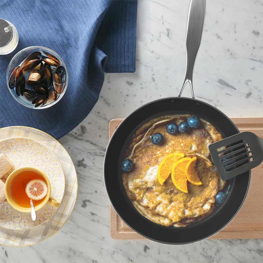 Stainless Steel Fry Pan 24cm & 28cm Induction Non-Stick Interior - Premium