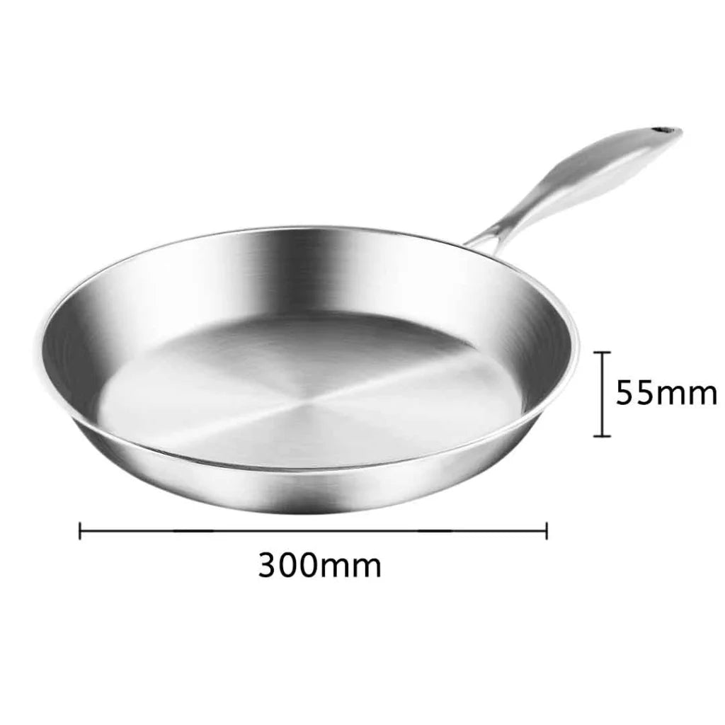 Stainless Steel Fry Pan 30cm Induction Cooking Frying Pan - Premium