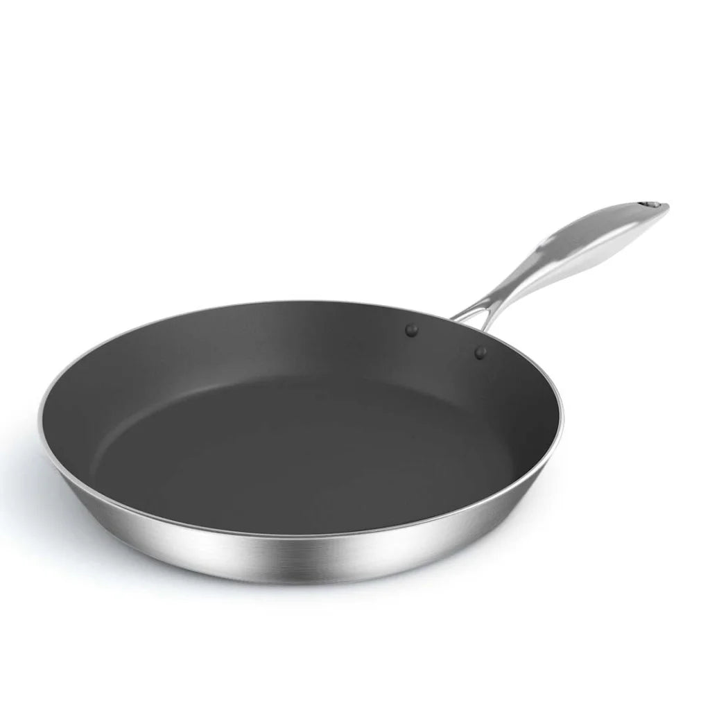Stainless Steel Fry Pan 32cm Induction Non-Stick Interior Frying Pan - Premium