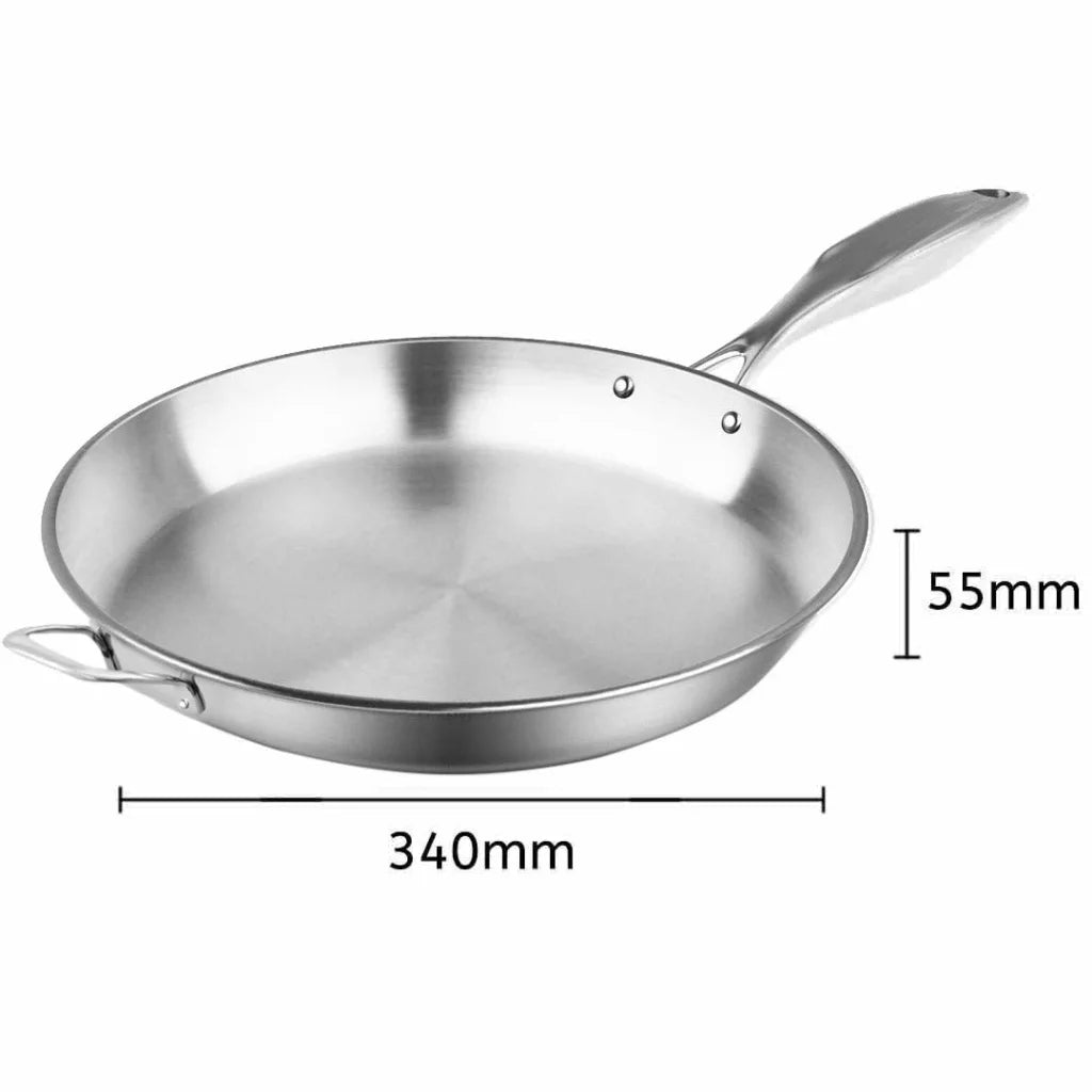 Stainless Steel Fry Pan 34cm Induction Cooking Frying Pan - Premium