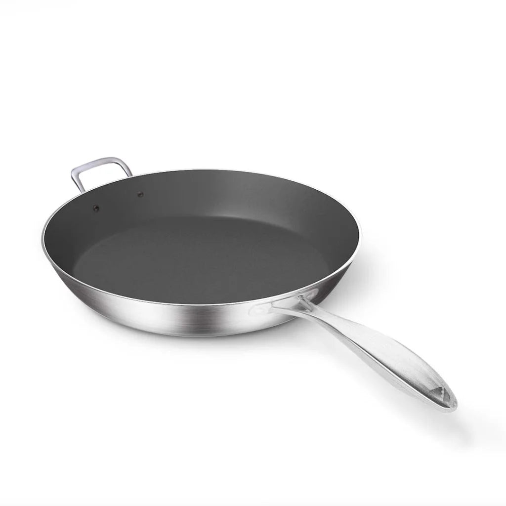 Stainless Steel Fry Pan 34cm Induction Non-Stick Interior Frying Pan - Premium