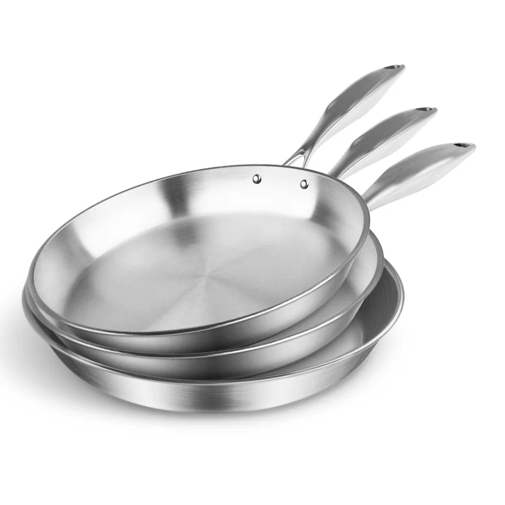 Stainless Steel Fry Pan Set Premium 3X Top Grade Induction Cooking Skillet Frying Pan