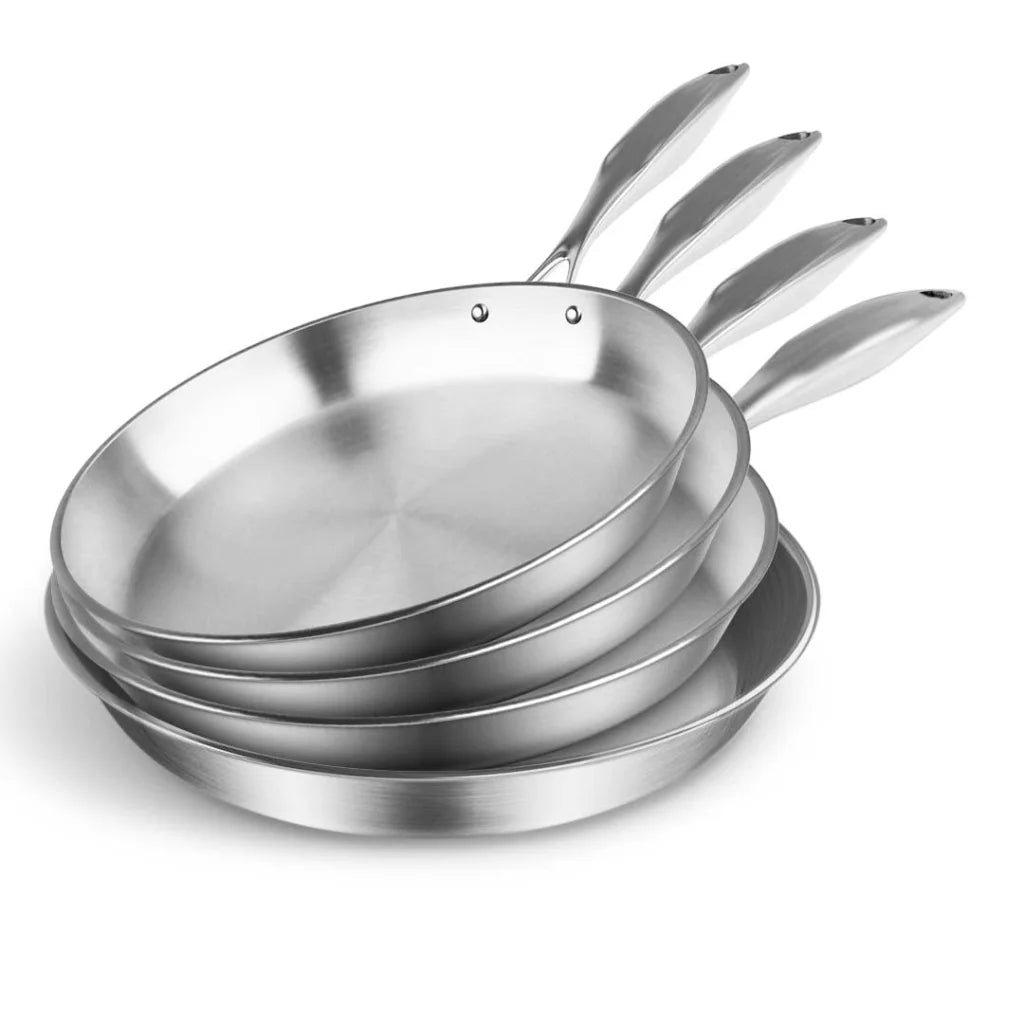 Stainless Steel Fry Pan Set Premium 4X Top Grade Induction Cooking Skillet Frying Pan