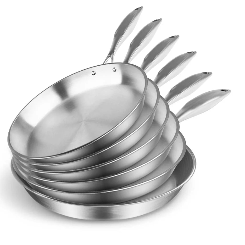 Stainless Steel Fry Pan Set Premium 6X Top Grade Induction Cooking Skillet Frying Pan