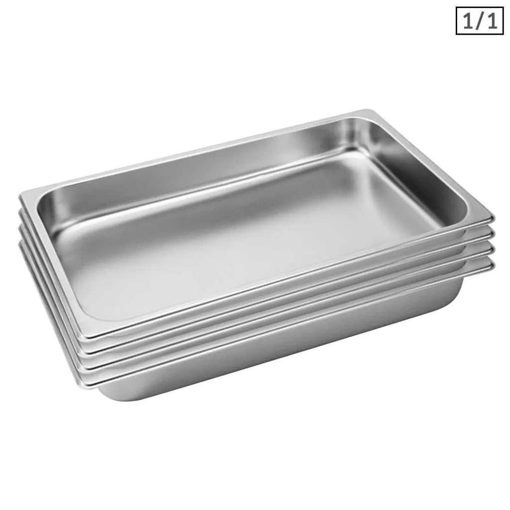 Stainless Steel Gastronorm Pan Premium 4X Full Size 1/1 10cm Deep Tray