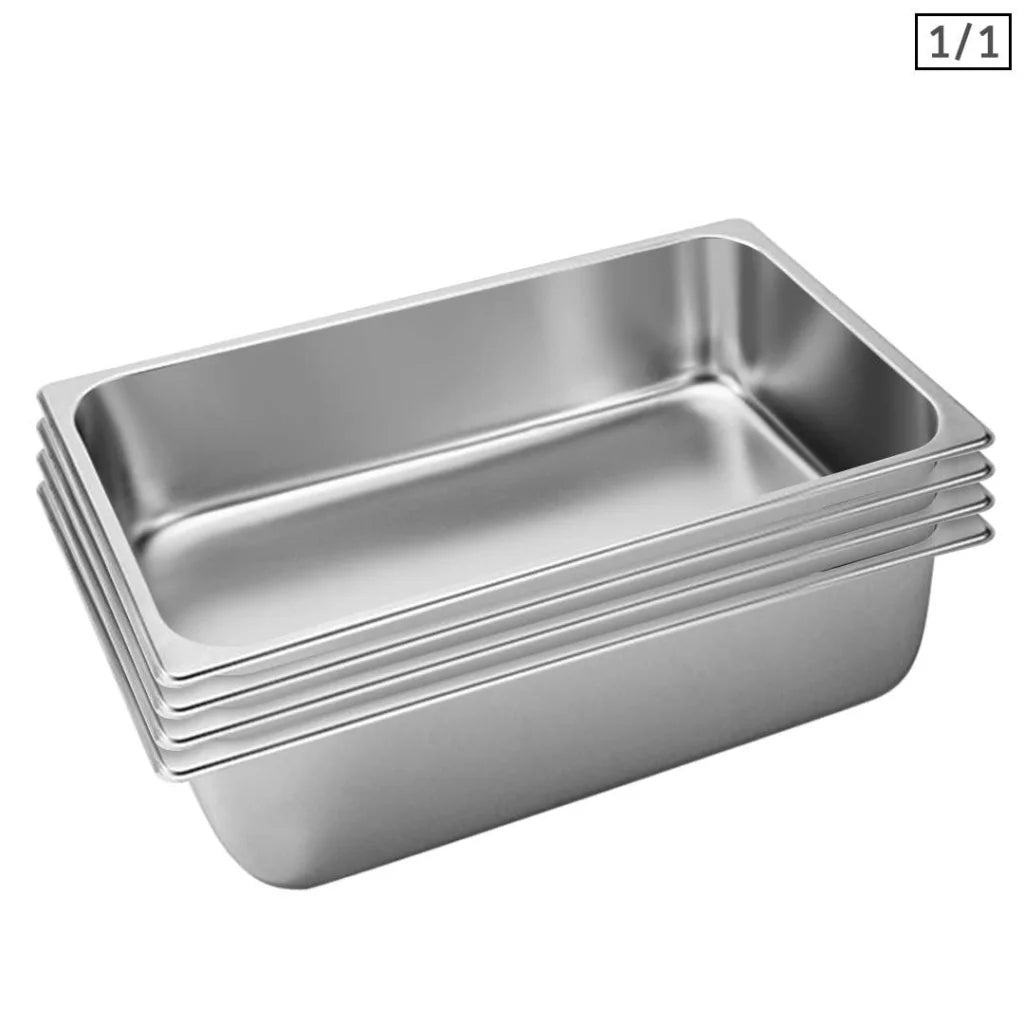 Stainless Steel Gastronorm Pan Premium 4X Full Size 1/1 20cm Deep Tray