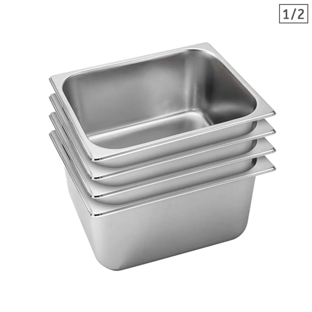 Stainless Steel Gastronorm Pan Premium 4X Full Size 1/2 20cm Deep Tray