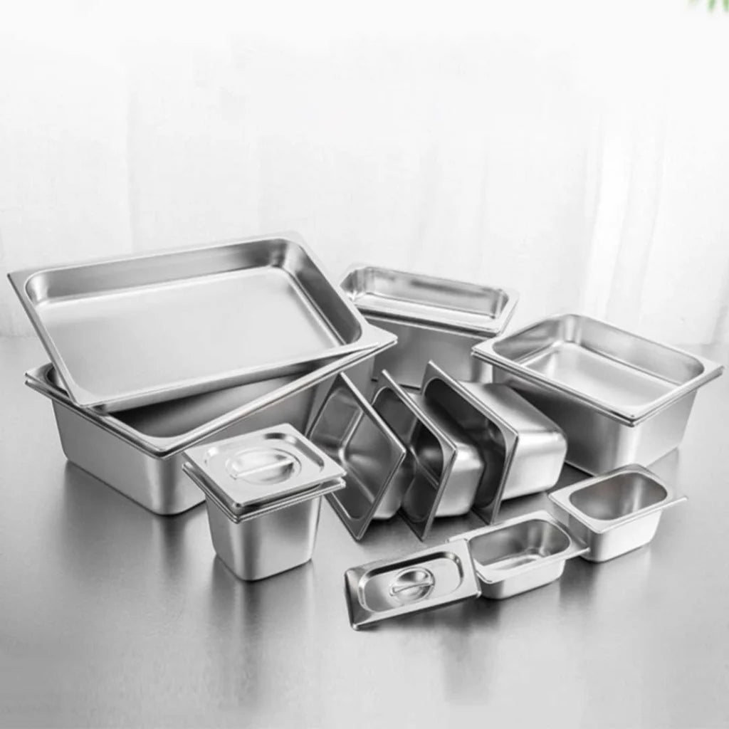 Stainless Steel Gastronorm Pan Premium Full Size 1/2 6.5cm Deep Tray with Lid