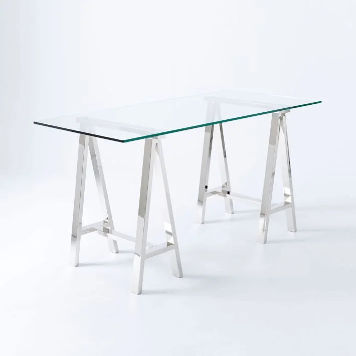 Stainless Steel & Glass Venus Office Desk Table - Furniture