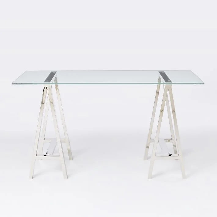 Stainless Steel & Glass Venus Office Desk Table - Furniture