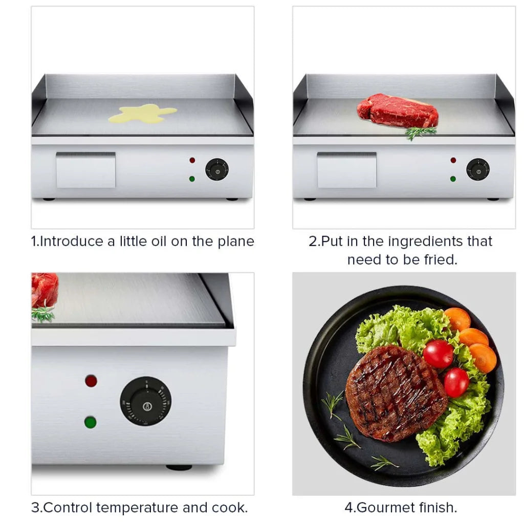 Stainless Steel Griddle Set Premium 2X Flat Commercial Grill BBQ Hot Plate - 2200W