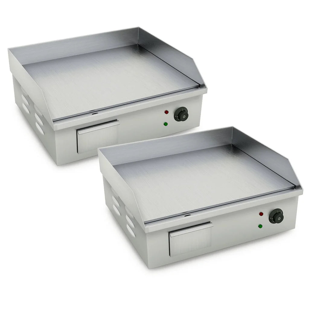 Stainless Steel Griddle Set Premium 2X Flat Commercial Grill BBQ Hot Plate - 2200W