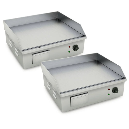 Stainless Steel Griddle Set Premium 2X Flat Commercial Grill BBQ Hot Plate - 2200W