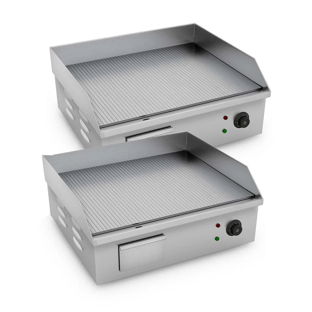 Stainless Steel Griddle Set Premium 2X Ribbed Commercial Grill BBQ Hot Plate