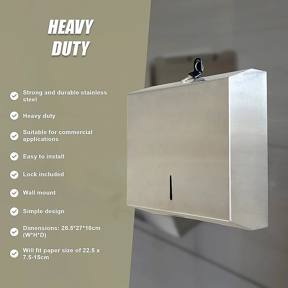 Stainless Steel Hand Paper Towel Dispenser Holder - Heavy