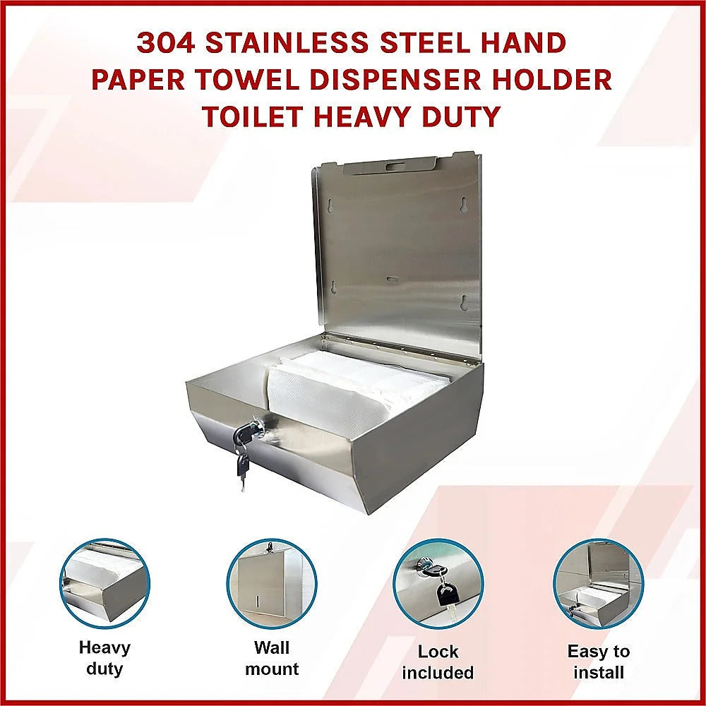 Stainless Steel Hand Paper Towel Dispenser Holder - Heavy