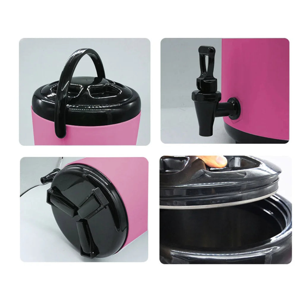 Stainless Steel Insulated Milk Tea Barrel 2X 14L Hot and Cold Beverage Dispenser with Faucet - Pink