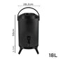 Stainless Steel Insulated Milk Tea Barrel 2X 18L Hot and Cold Beverage Dispenser with Faucet - Black