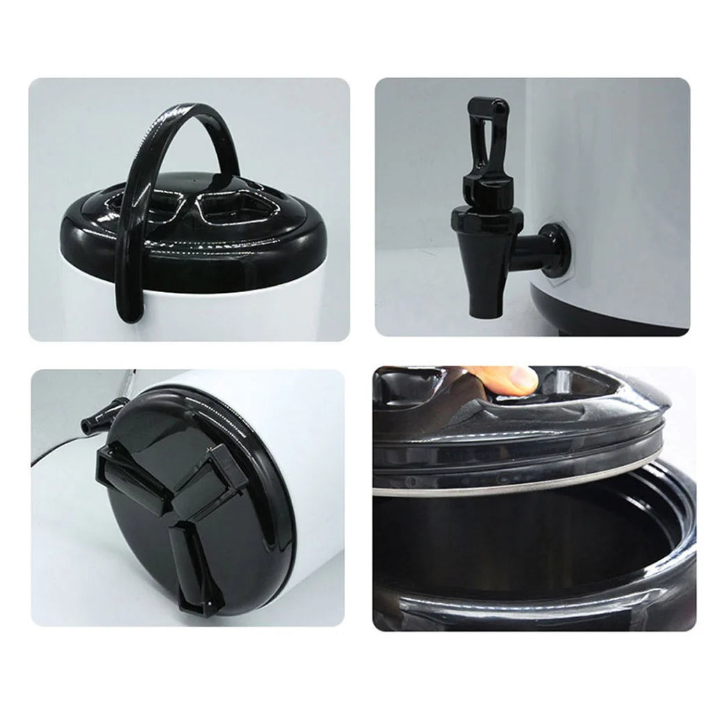 Stainless Steel Insulated Milk Tea Barrel 2X 8L Hot and Cold Beverage Dispenser with Faucet - White