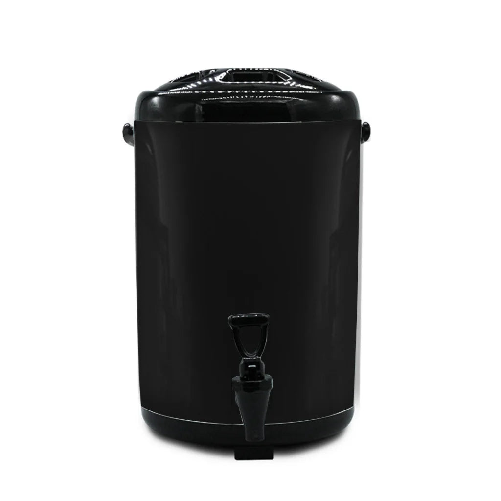 Stainless Steel Insulated Milk Tea Barrel 4X 12L Hot and Cold Beverage Dispenser with Faucet - Black