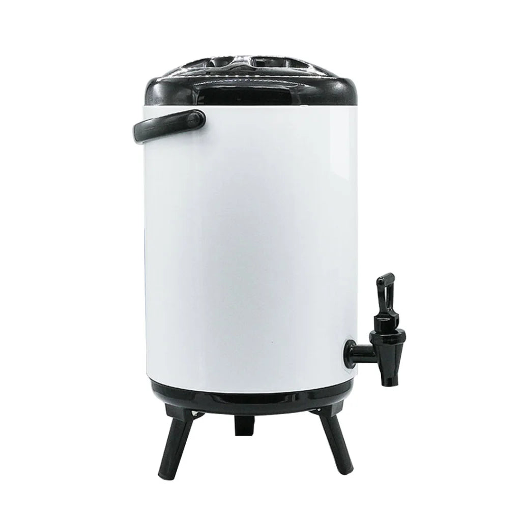 Stainless Steel Insulated Milk Tea Barrel 4X 14L Hot and Cold Beverage Dispenser with Faucet - White