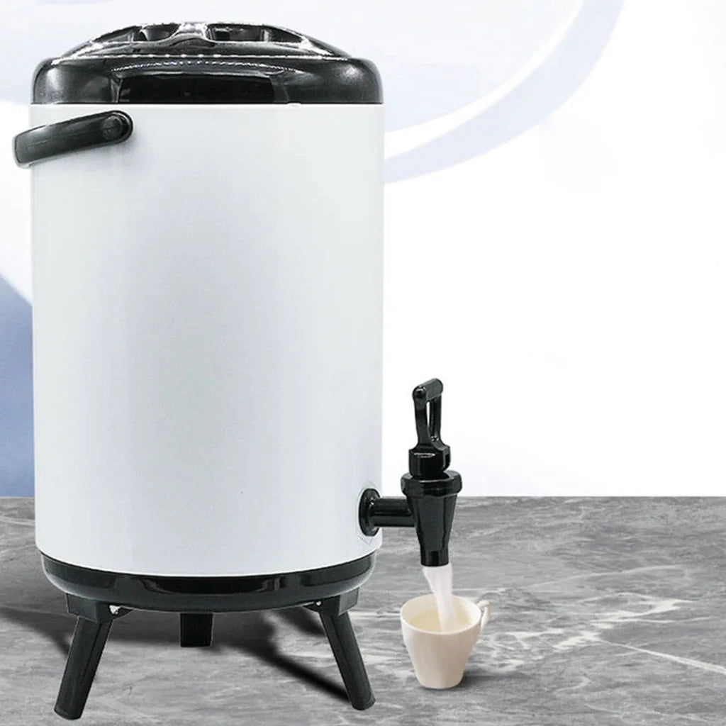 Stainless Steel Insulated Milk Tea Barrel 4X 8L Hot and Cold Beverage Dispenser with Faucet - White