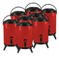 Stainless Steel Insulated Milk Tea Barrel 8X 16L Hot and Cold Beverage Dispenser with Faucet - Red