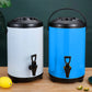 Stainless Steel Insulated Milk Tea Barrel 8X 16L Hot and Cold Beverage Dispenser with Faucet - Blue