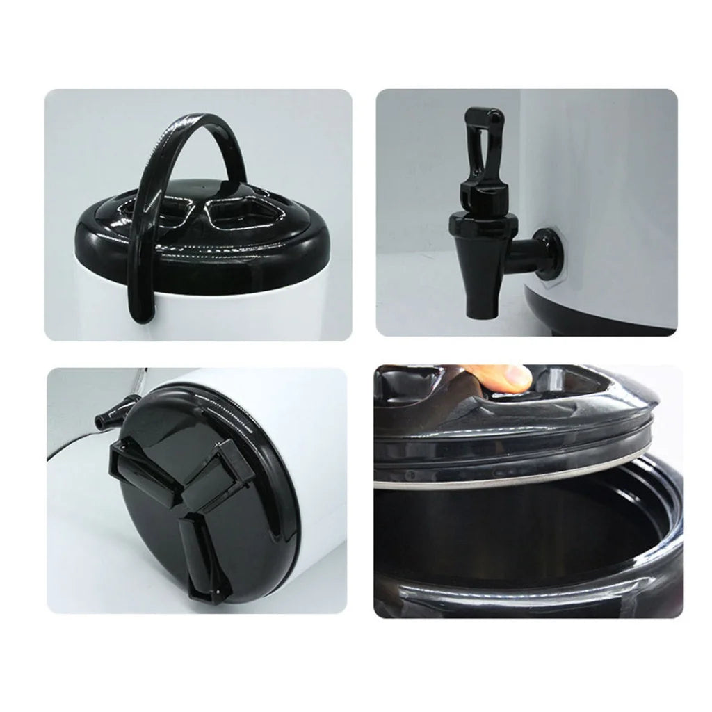 Stainless Steel Insulated Milk Tea Barrel 8X 16L Hot and Cold Beverage Dispenser with Faucet - White