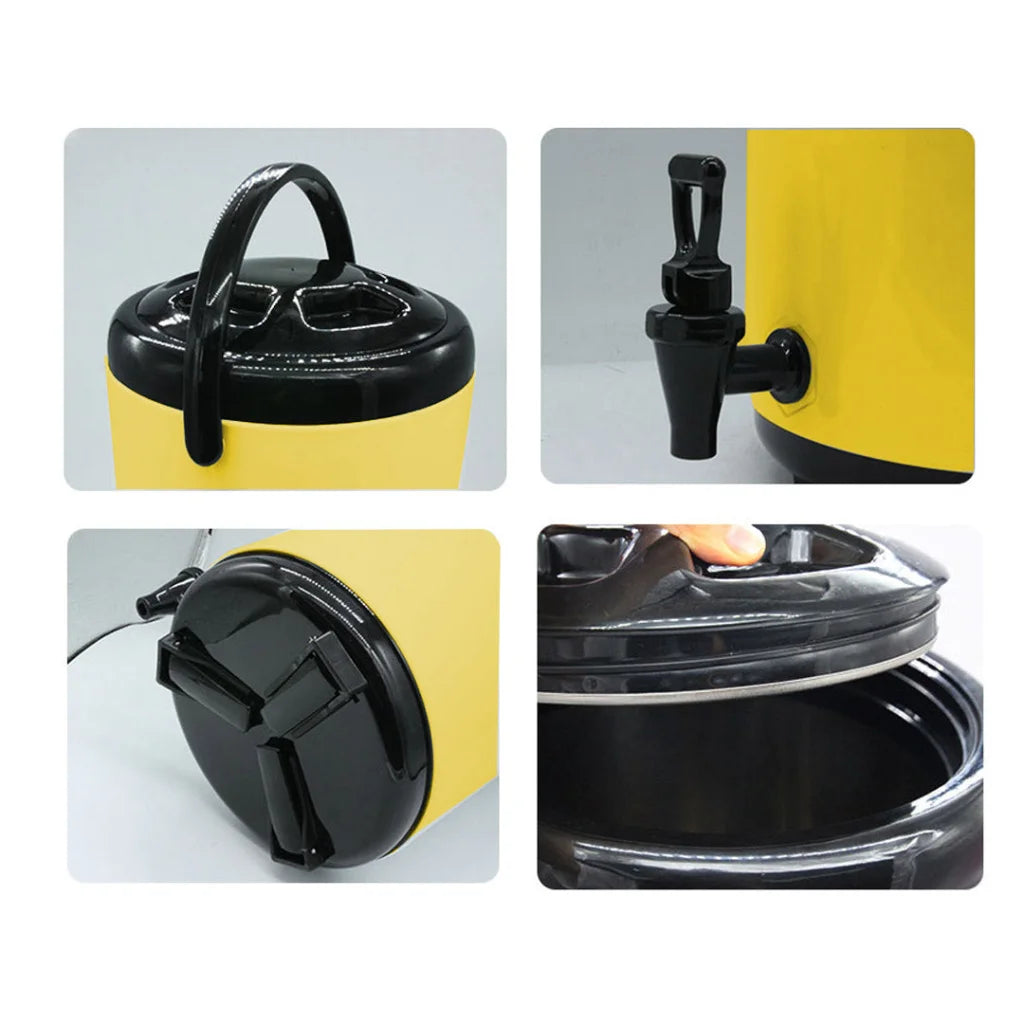 Stainless Steel Insulated Milk Tea Barrel 8X 18L Hot and Cold Beverage Dispenser with Faucet - Yellow