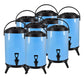 Stainless Steel Insulated Milk Tea Barrel Set of 8 - 18L Hot and Cold Beverage Dispenser - Blue