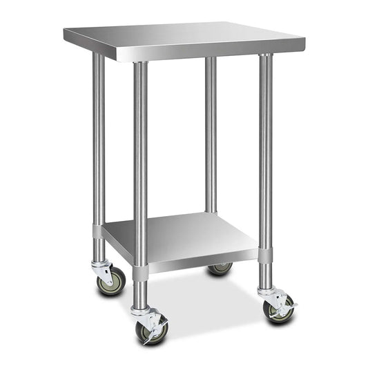 Stainless Steel Kitchen Bench Work Table with Wheels 430
