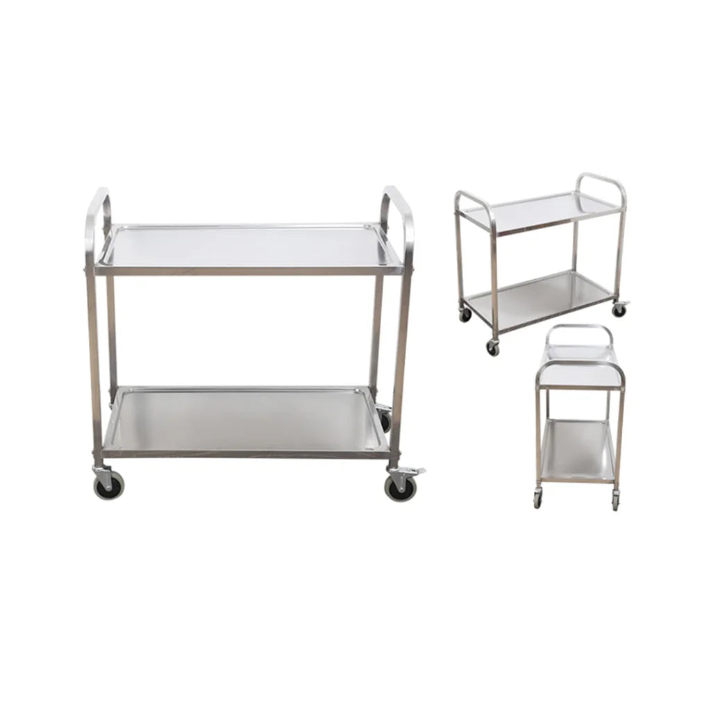 Stainless Steel Kitchen Dining Food Cart 2X 2 Tier 75x40x83.5cm Utility Trolley Small