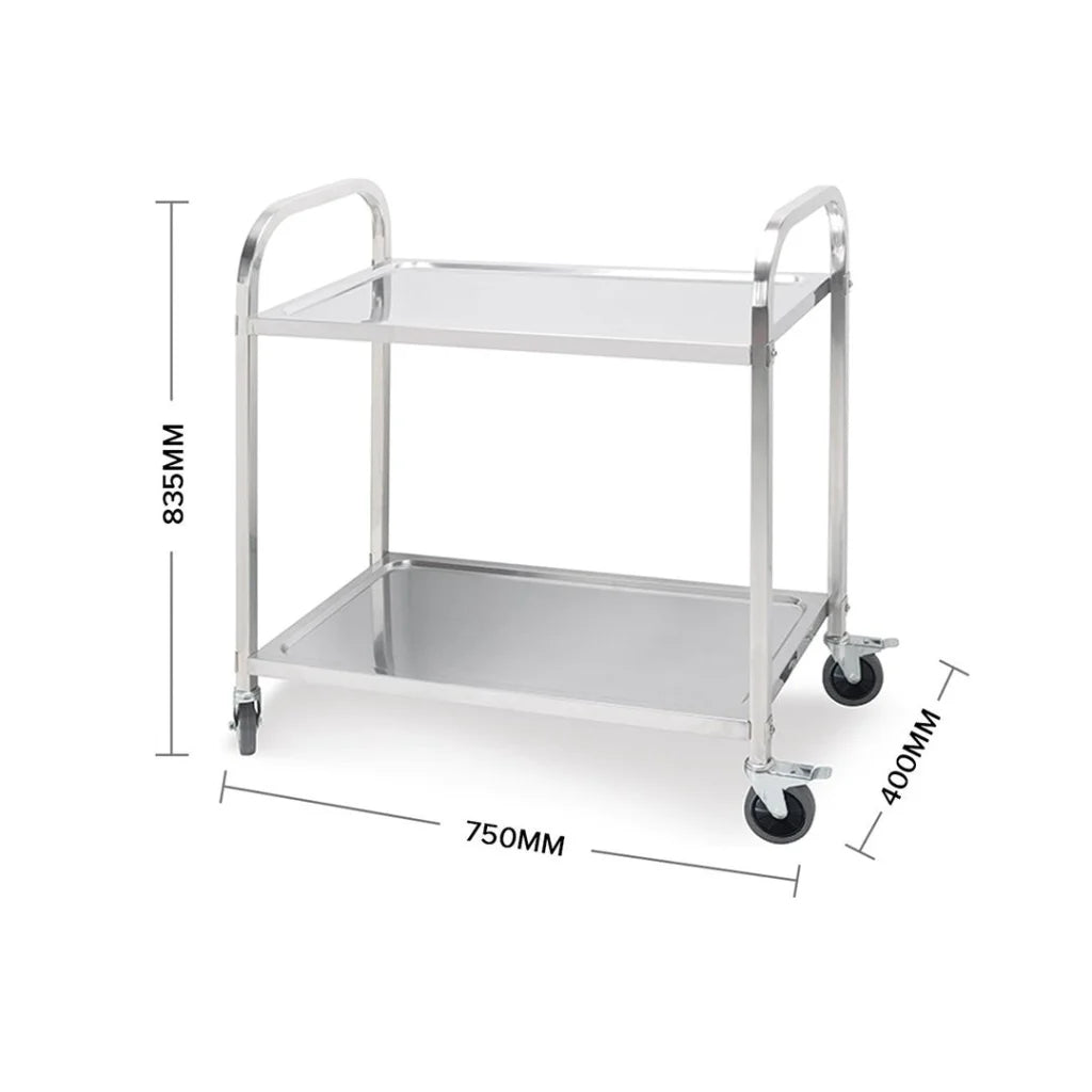 Stainless Steel Kitchen Dining Food Cart 2X 2 Tier 75x40x83.5cm Utility Trolley Small