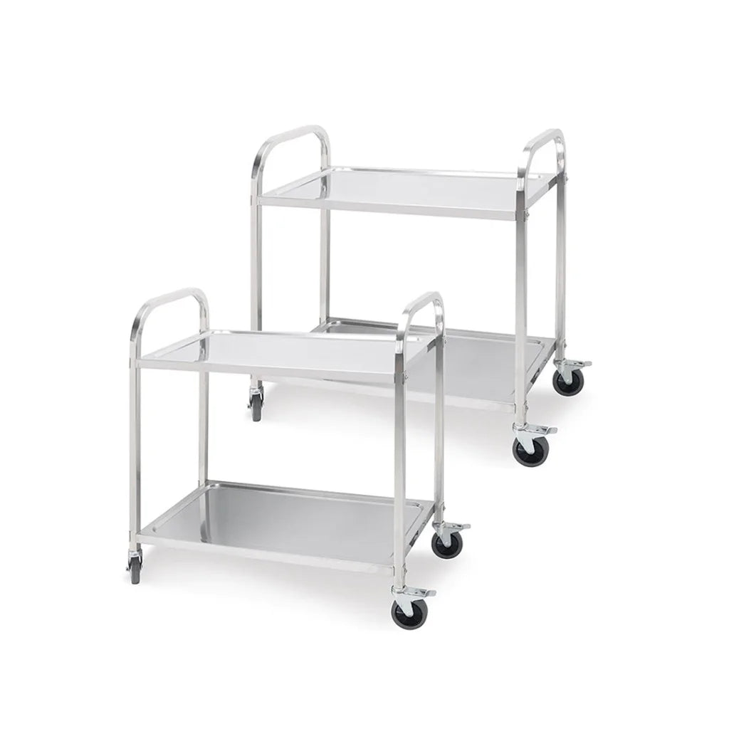 Stainless Steel Kitchen Dining Food Cart 2X 2 Tier 81x46x85cm Utility Trolley Round Small